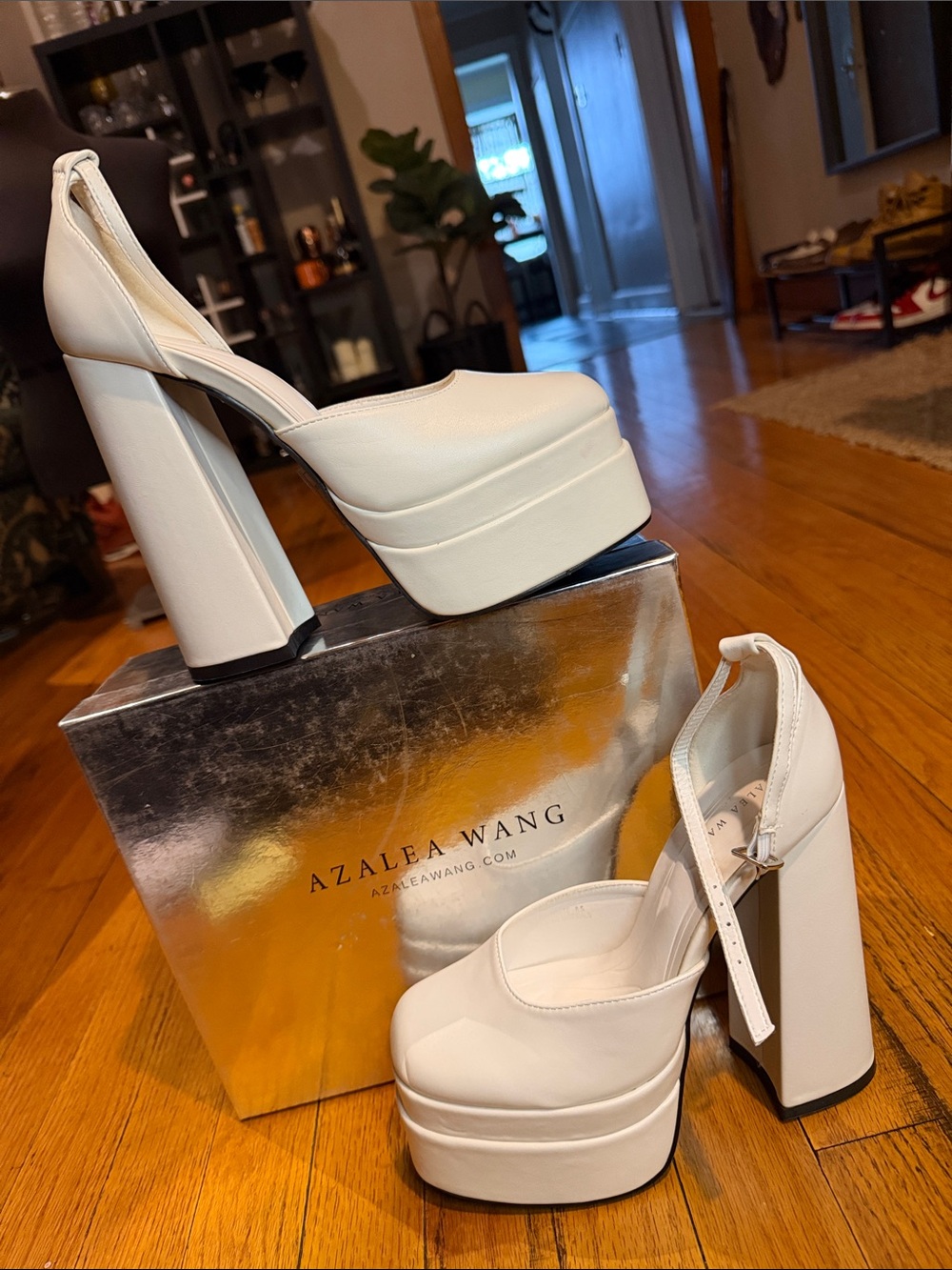 Azalea Wang White Platform Mary Jane with Ankle Strap